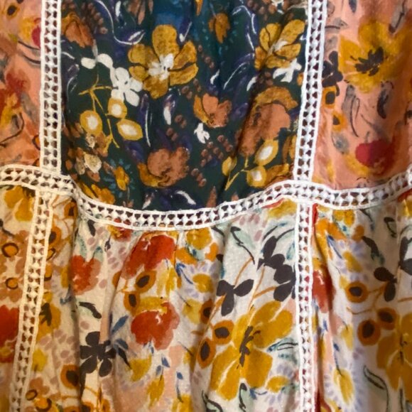 Anthropologie Maeve Peasant Top Size Small Floral Patchwork Cottagecore Boho - Picture 3 of 5